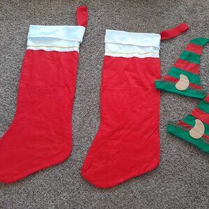 4/$20 2 Jumbo X-Large Christmas Stockings 40" Fun Express Novelty 2 Elf Hats
